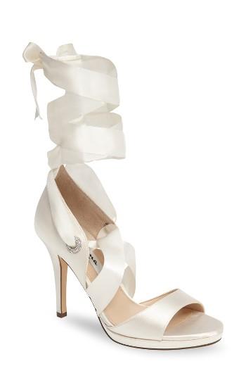 Women's Nina Ramira Ankle Tie Sandal M - Ivory