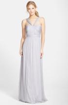 Women's Amsale X-strap Silk Chiffon Gown - Grey