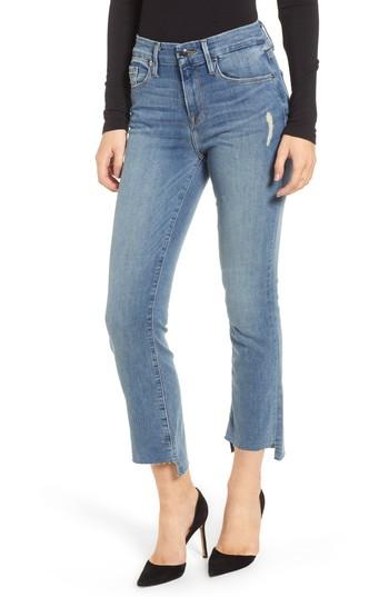 Women's Good American Good Straight Raw Hem Straight Leg Jeans - Blue
