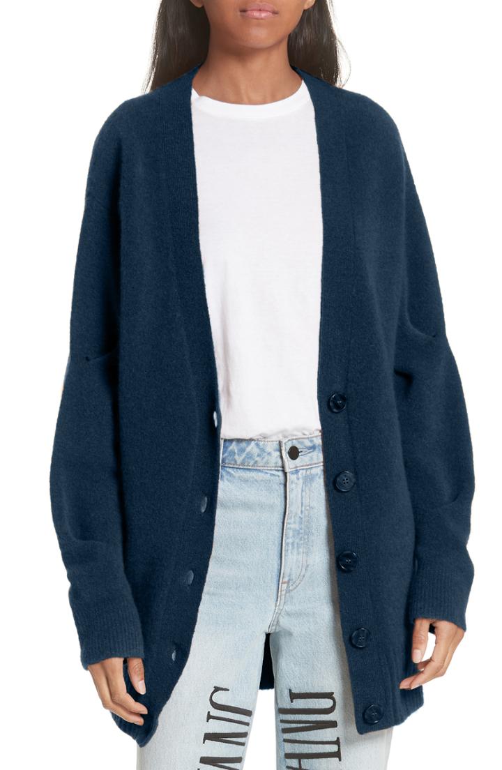 Women's T By Alexander Wang Pinch Sleeve Wool Blend Cardigan