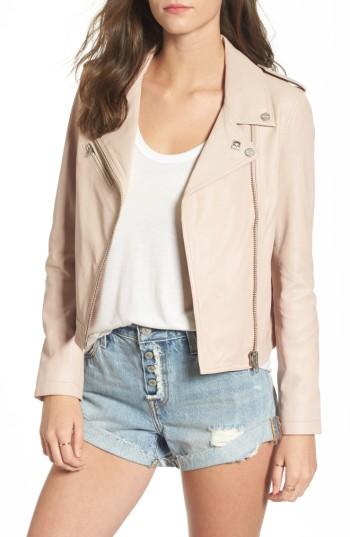 Women's Obey Diablo City Leather Moto Jacket - Pink