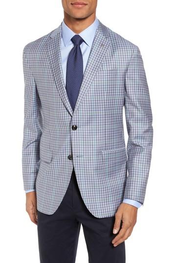 Men's Ted Baker London Konan Trim Fit Check Wool Sport Coat R - Blue