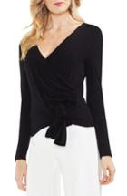 Women's Vince Camuto Tie Waist Faux Wrap Top - Black