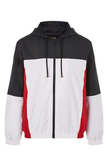 Women's Topshop Colorblock Windbreaker Jacket - White