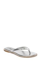 Women's Jewel Badgley Mischka Thalia Crystal Embellished Flip Flop M - Metallic