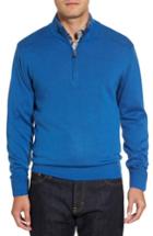 Men's Cutter & Buck Douglas Quarter Zip Wool Blend Sweater - Blue