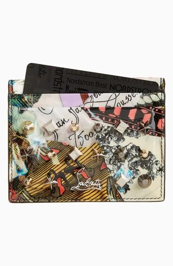 Women's Christian Louboutin Kios Leather Card Case - Grey