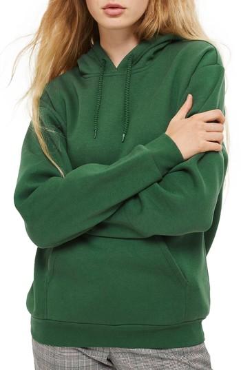 Women's Topshop Oversize Hoodie Us (fits Like 2-4) - Green