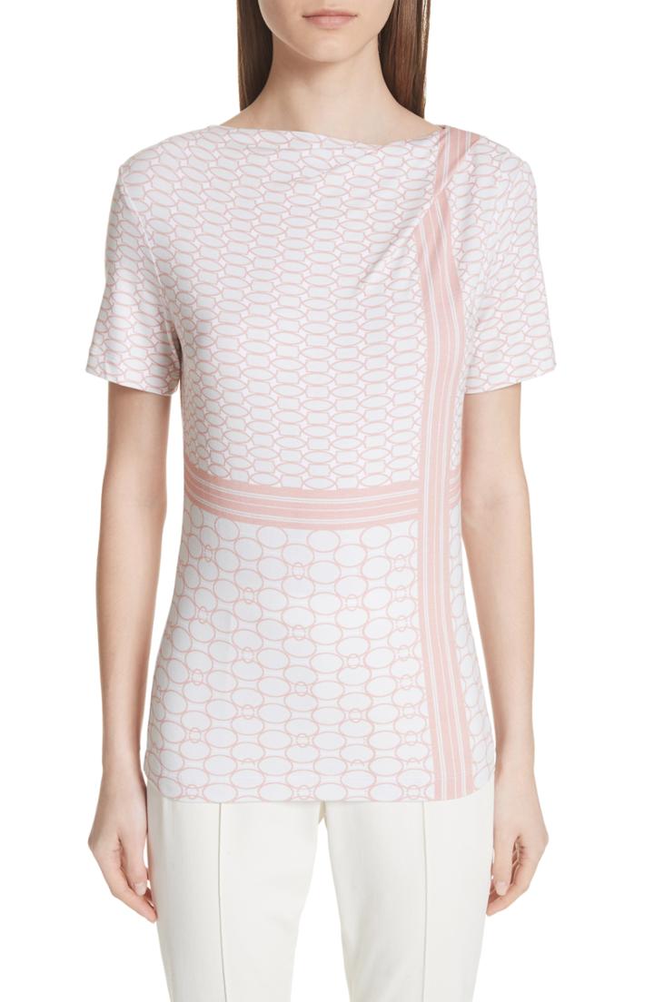 Women's St. John Collection Multilink Print Jersey Tee, Size - Coral