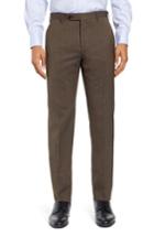 Men's Zanella Curtis Flat Front Stretch Wool Blend Trousers - Beige