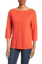 Women's Eileen Fisher Organic Linen Bateau Neck Top, Size - Red