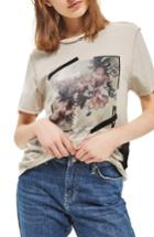 Women's Topshop Blurred Tulle Detail Tee Us (fits Like 0) - Ivory