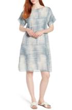 Women's Eileen Fisher Bateau Neck Silk Shift Dress, Size - Blue