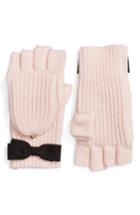 Women's Kate Spade New York Grosgrain Bow Convertible Knit Mittens, Size - Pink