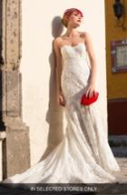 Women's Watters Tris Embroidered Strapless English Net Trumpet Gown, Size In Store Only - Ivory