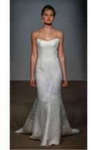 Women's Anna Maier Couture Vesper Lace & Silk Charmeuse Mermaid Gown, Size - White