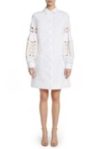 Women's Lela Rose Lace Inset Puff Sleeve Shirtdress - White