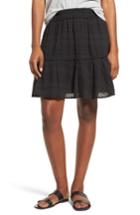 Women's Caslon Smocked Stretch Cotton Mini Skirt - Black