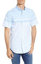 Men's Vineyard Vines Sea Mist Stretch Short Sleeve Sport Shirt - Blue
