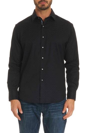 Men's Robert Graham Diamante Classic Fit Print Sport Shirt - Black