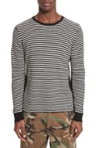 Men's Ovadia & Sons Stripe Waffle Knit Wool Sweater - Black