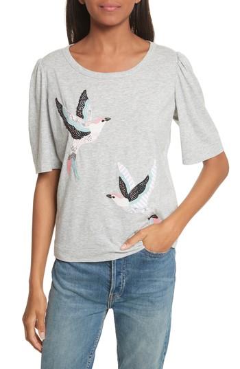 Women's La Vie Rebecca Taylor Bird Patch Jersey Top - Grey