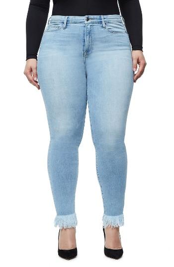 Women's Good American Good Waist High Waist Frayed Ankle Skinny Jeans - Blue