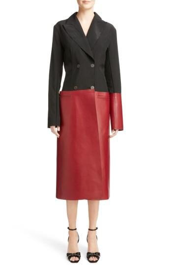 Women's Loewe Paneled Nappa Leather Coat -6 Us / 38 Fr - Black