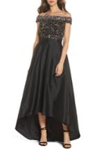Women's Adrianna Papell Off The Shoulder Beaded Ballgown - Black