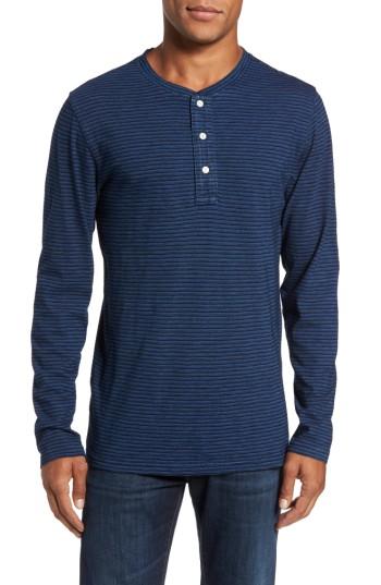 Men's Faherty Stripe Long Sleeve Henley - Blue