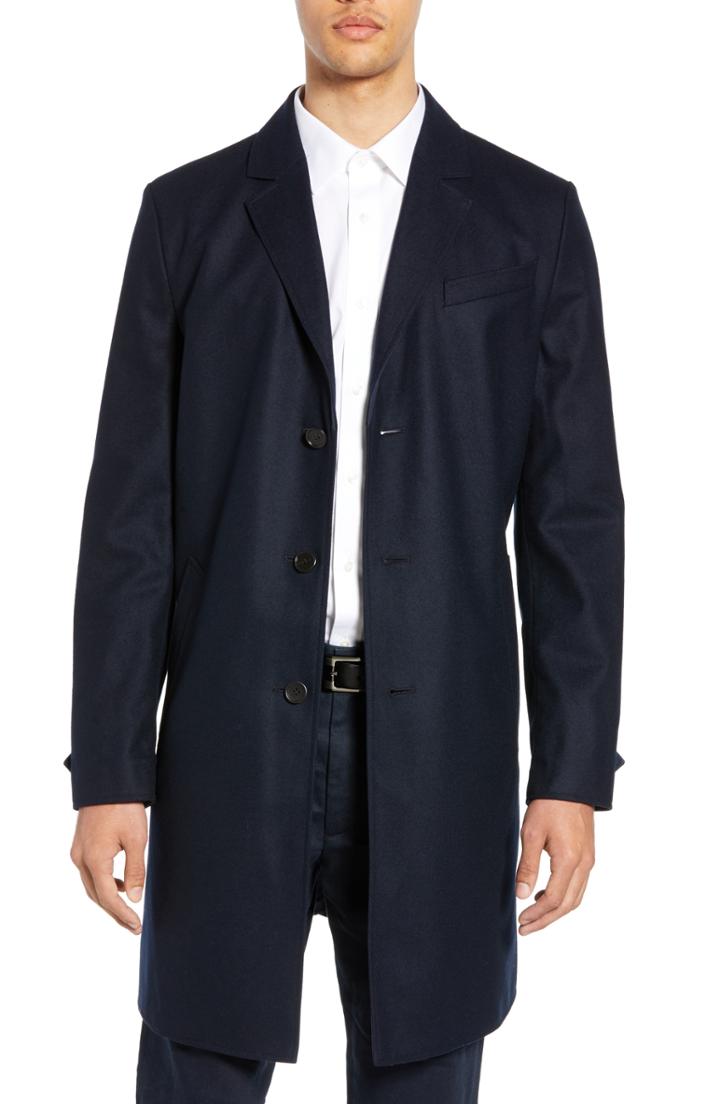 Men's Tiger Of Sweden Cormani Reversible Wool Blend Coat Us / 50 Eu R - Blue