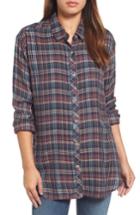 Women's Caslon Button Side Detail Tunic Shirt - Blue