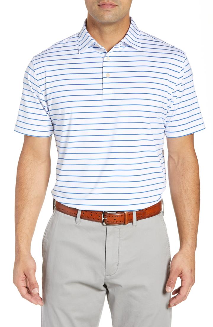 Men's Peter Millar Market Stripe Regular Fit Stretch Polo - White