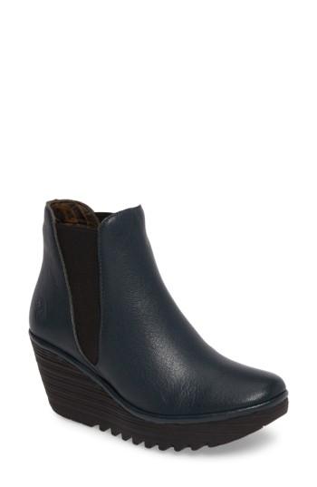 Women's Fly London Yoss Wedge Bootie .5-6us / 36eu - Blue