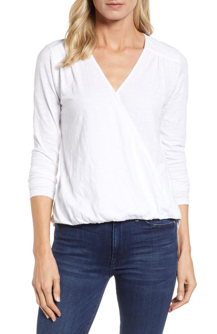 Women's Caslon Faux Wrap Top - White