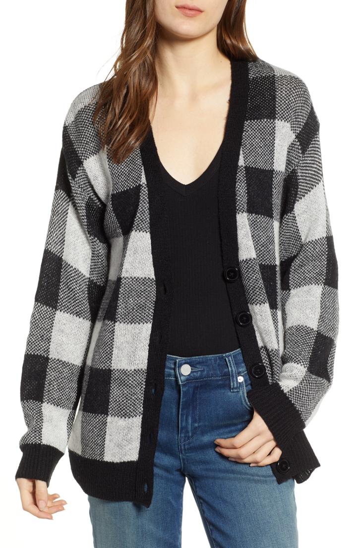 Women's Ten Sixty Sherman Buffalo Check Cardigan - Black
