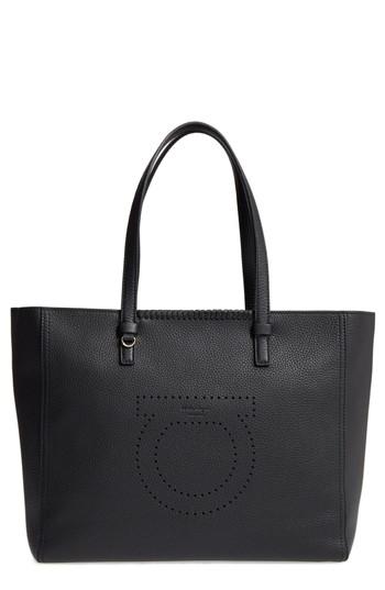 Salvatore Ferragamo Large Grained Leather Tote - None