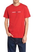 Men's Tommy Jeans Small Text Embroidered T-shirt, Size - Red