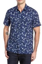 Men's Kahala Beach Party Trim Fit Print Sport Shirt - Blue