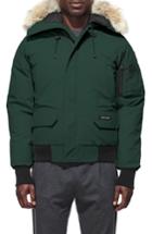 Men's Canada Goose Pbi Chilliwack Down Bomber Jacket With Genuine Coyote Trim - Green