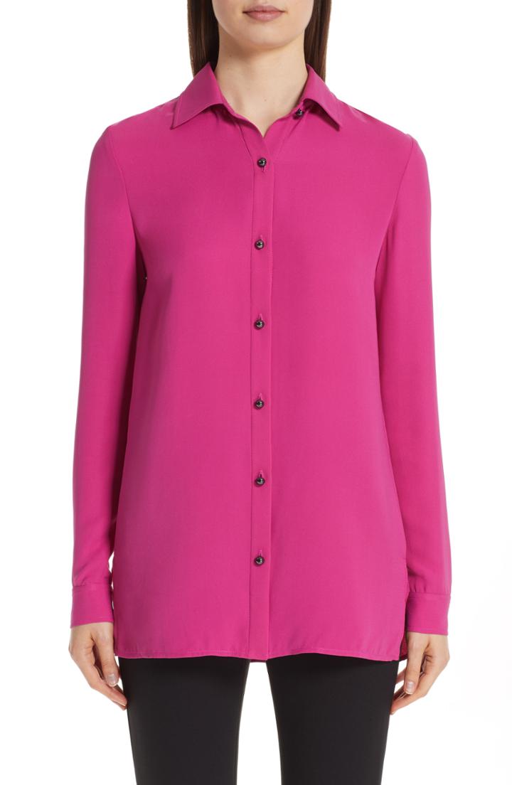 Women's St. John Collection Silk Georgette Blouse - Pink