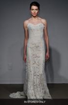 Women's Anna Maier Couture 'lyon' Strapless Lace Column Gown, Size - White