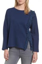 Women's Halogen Side Ruffle Sweatshirt - Blue