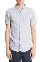 Men's Onia Trim Fit Linen Shirt, Size - Blue