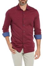 Men's Bugatchi Regular Fit Contrast Cuff Sport Shirt - Pink