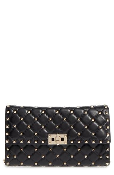 Valentino Rockstud Quilted Lambskin Leather Clutch -