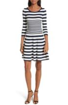 Women's Milly Striped Ottoman Fit & Flare Dress, Size - White