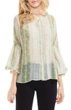 Women's Vince Camuto Country Paisley Bell Sleeve Blouse, Size - Green