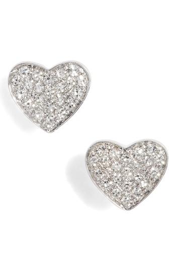 Women's Ef Collection Diamond Heart Stud Earrings