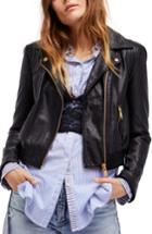Women's Free People Modern Faux Leather Bomber Jacket - Black